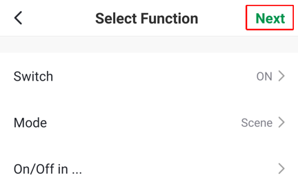 Select Function screen